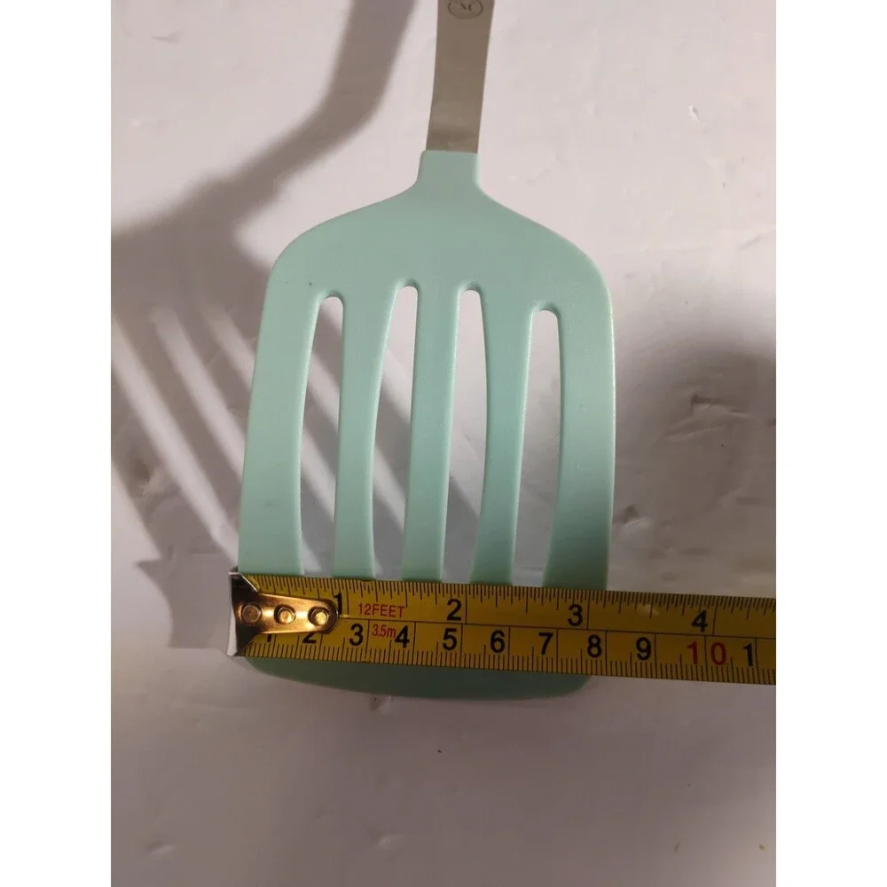 Martha Stewart Slotted Spatula Turner Aqua Sky Nylon Head Stainless Steel 14”